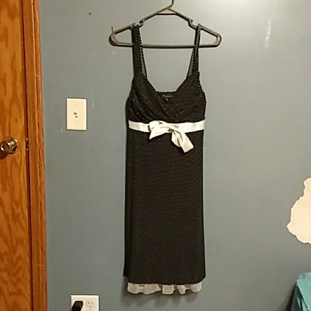 Black dress with white dots